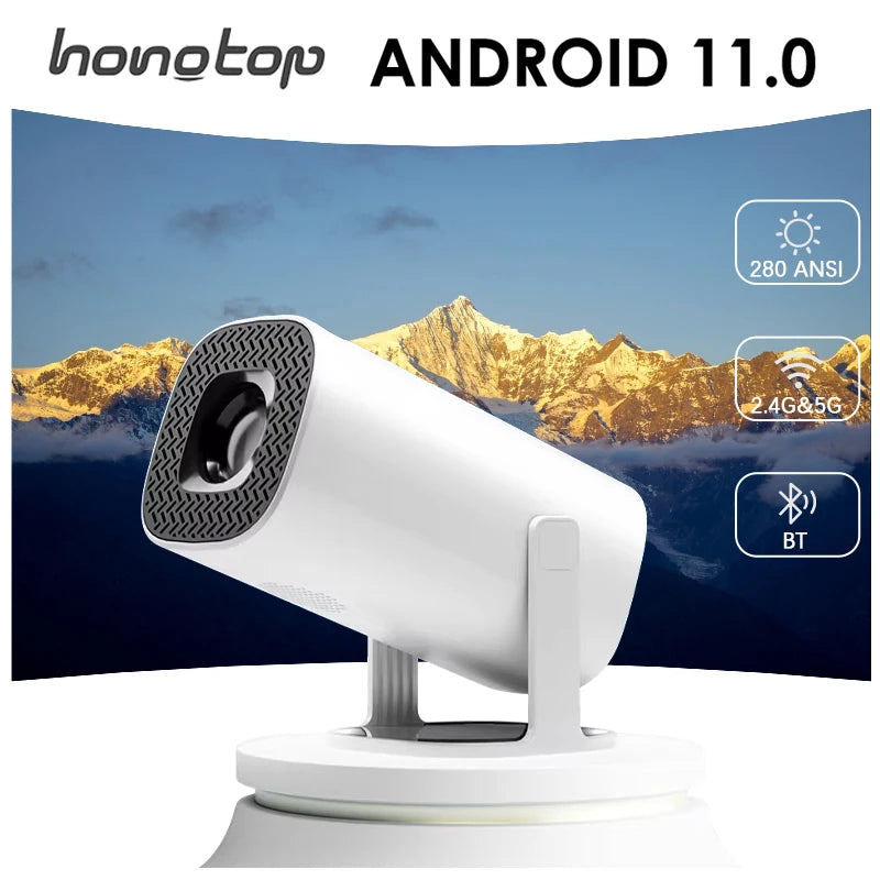 Smart Mini Portable Projector with Wi-Fi 6 and Bluetooth for Home Theater and Outdoor Use