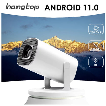 Smart Mini Portable Projector with Wi-Fi 6 and Bluetooth for Home Theater and Outdoor Use