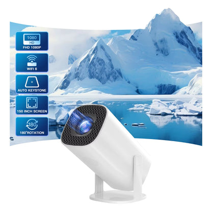 Smart Mini Portable Projector with Wi-Fi 6 and Bluetooth for Home Theater and Outdoor Use