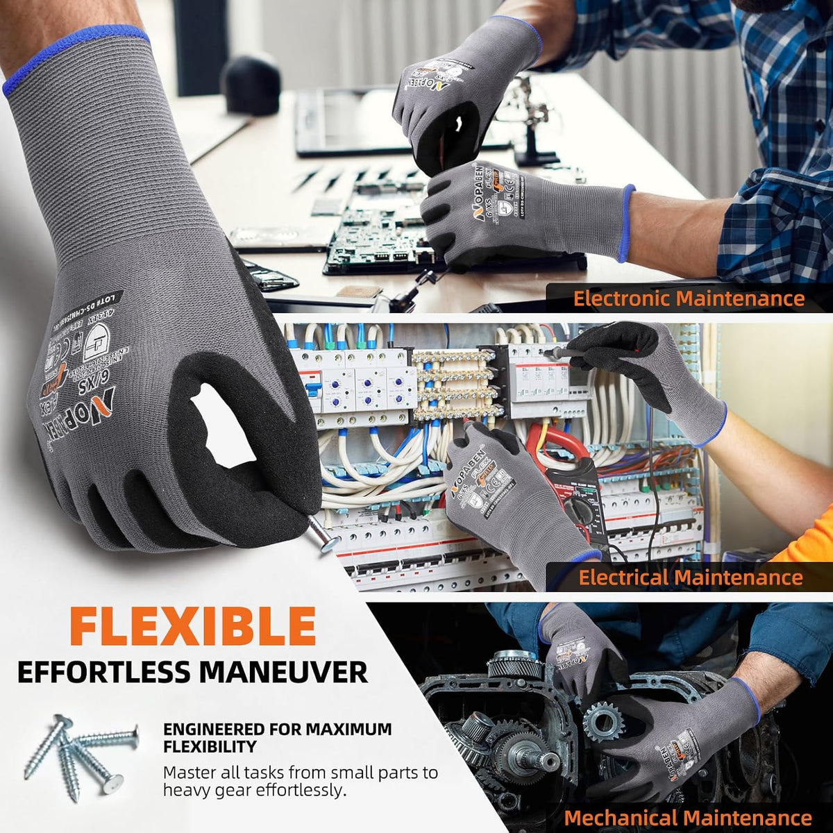 7 Pairs Safety Work Gloves Seamless Nylon Knit Microfoam Nitrile Coated