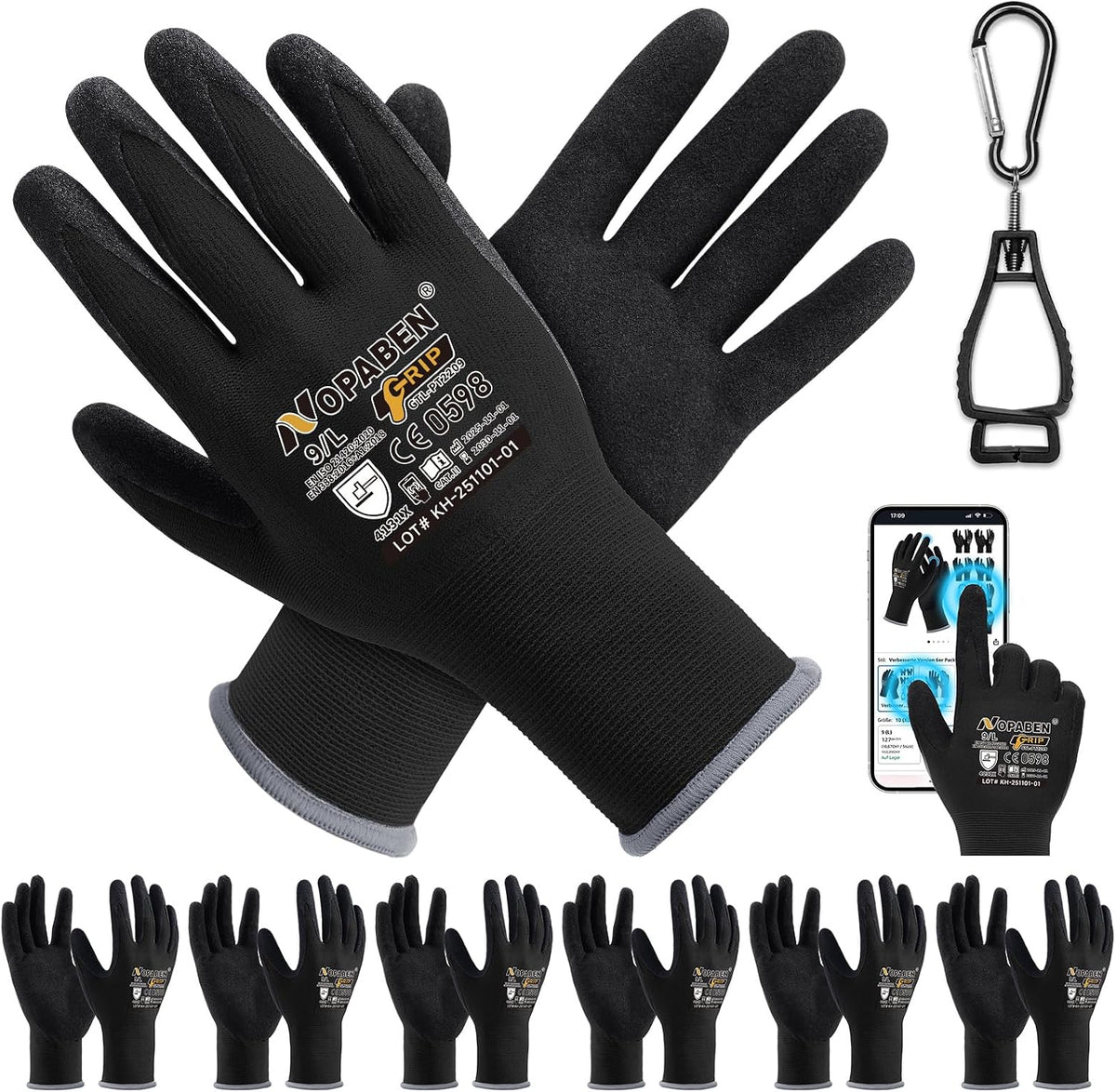 7 Pairs Safety Work Gloves Seamless Nylon Knit Microfoam Nitrile Coated