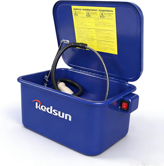 Efficient and Portable 3.5 Gallon Parts Washer - Perfect for Automotive Cleaning of Wheel Bearings, Gears, and Carburetors (Blue)