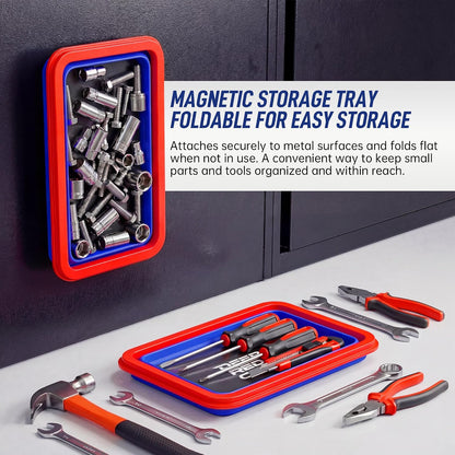 Magnetic Parts Tray Set - 3 Collapsible Trays for Ultimate Organization and Efficiency