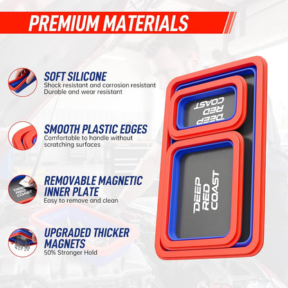 Magnetic Parts Tray Set - 3 Collapsible Trays for Ultimate Organization and Efficiency