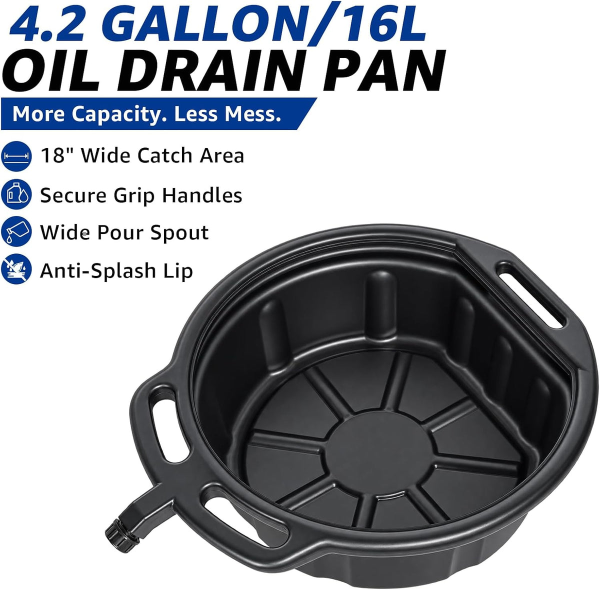 Effortless Fluid Changes with the HKTE 4.2 Gallon Oil Drain Pan for Cars, SUVs, Pickups & Light Trucks