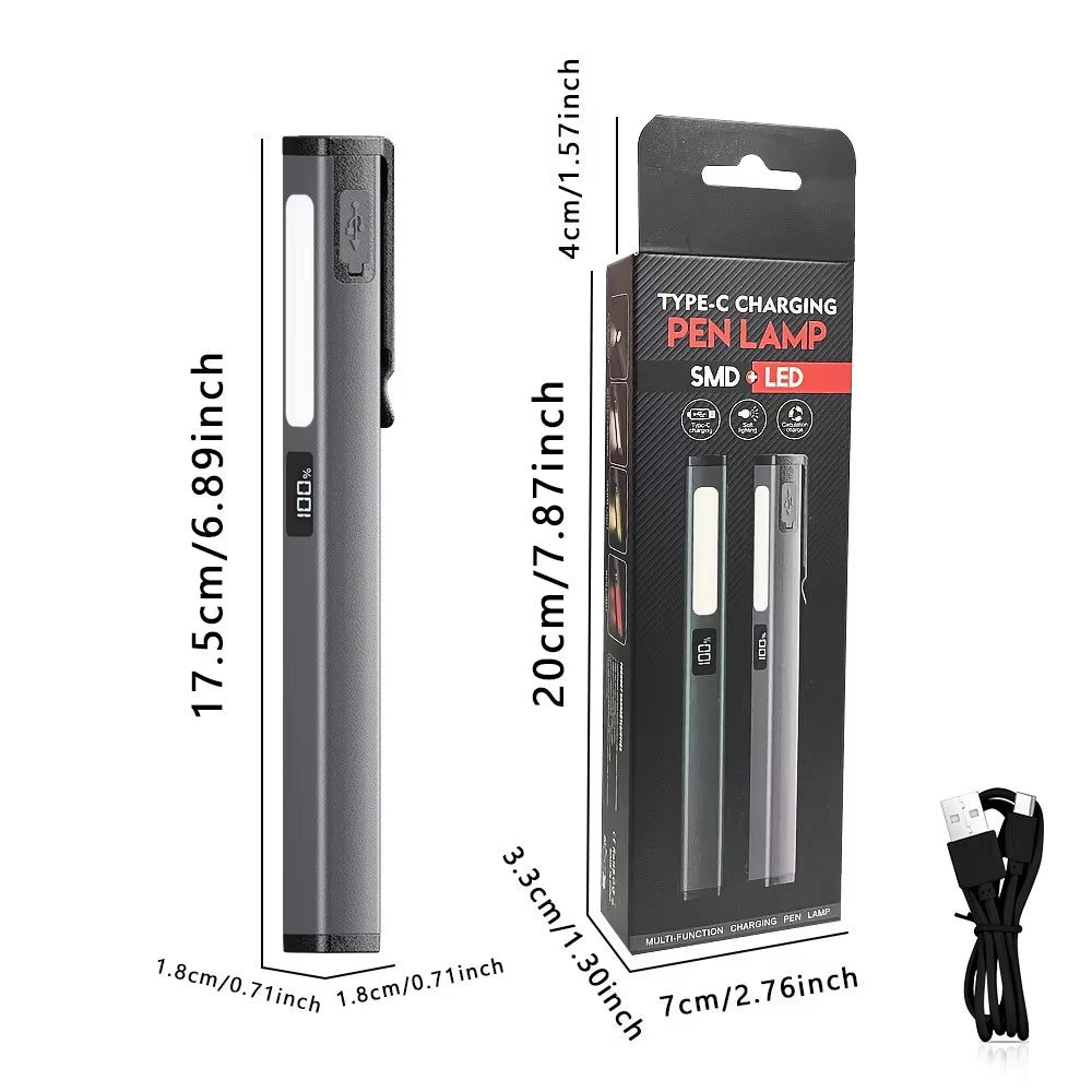 Compact and Versatile Rechargeable LED Pen Light Flashlight - Perfect for Camping, Work, and Outdoor Repairs