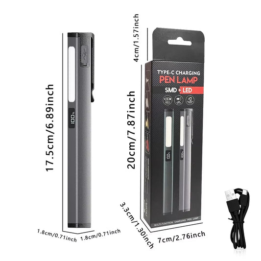 Compact and Versatile Rechargeable LED Pen Light Flashlight - Perfect for Camping, Work, and Outdoor Repairs