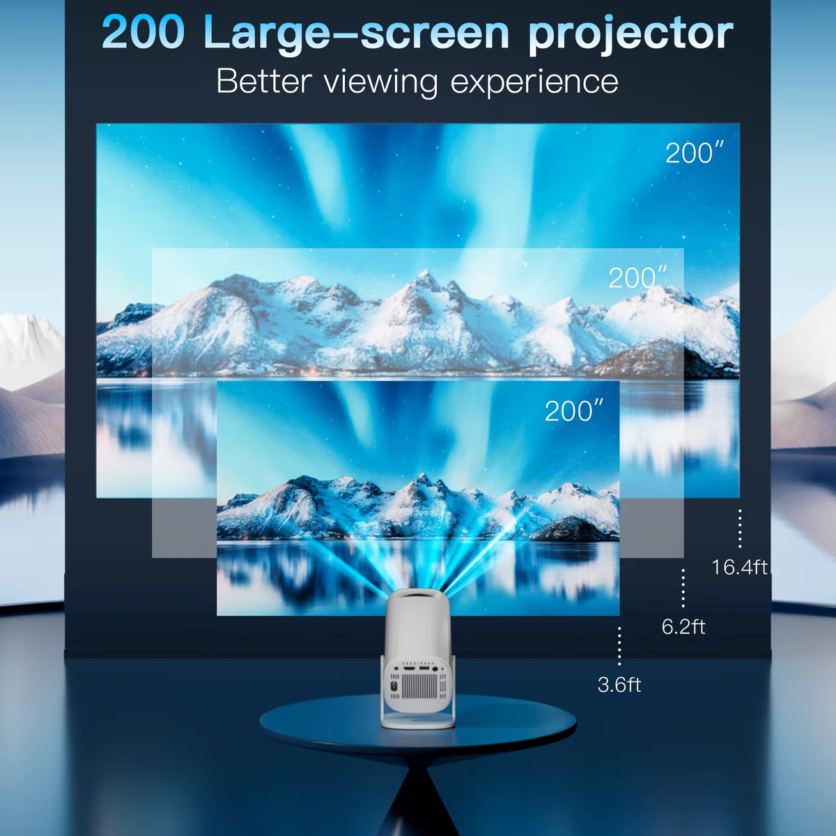 Smart Mini Portable Projector with Wi-Fi 6 and Bluetooth for Home Theater and Outdoor Use