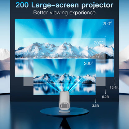 Smart Mini Portable Projector with Wi-Fi 6 and Bluetooth for Home Theater and Outdoor Use