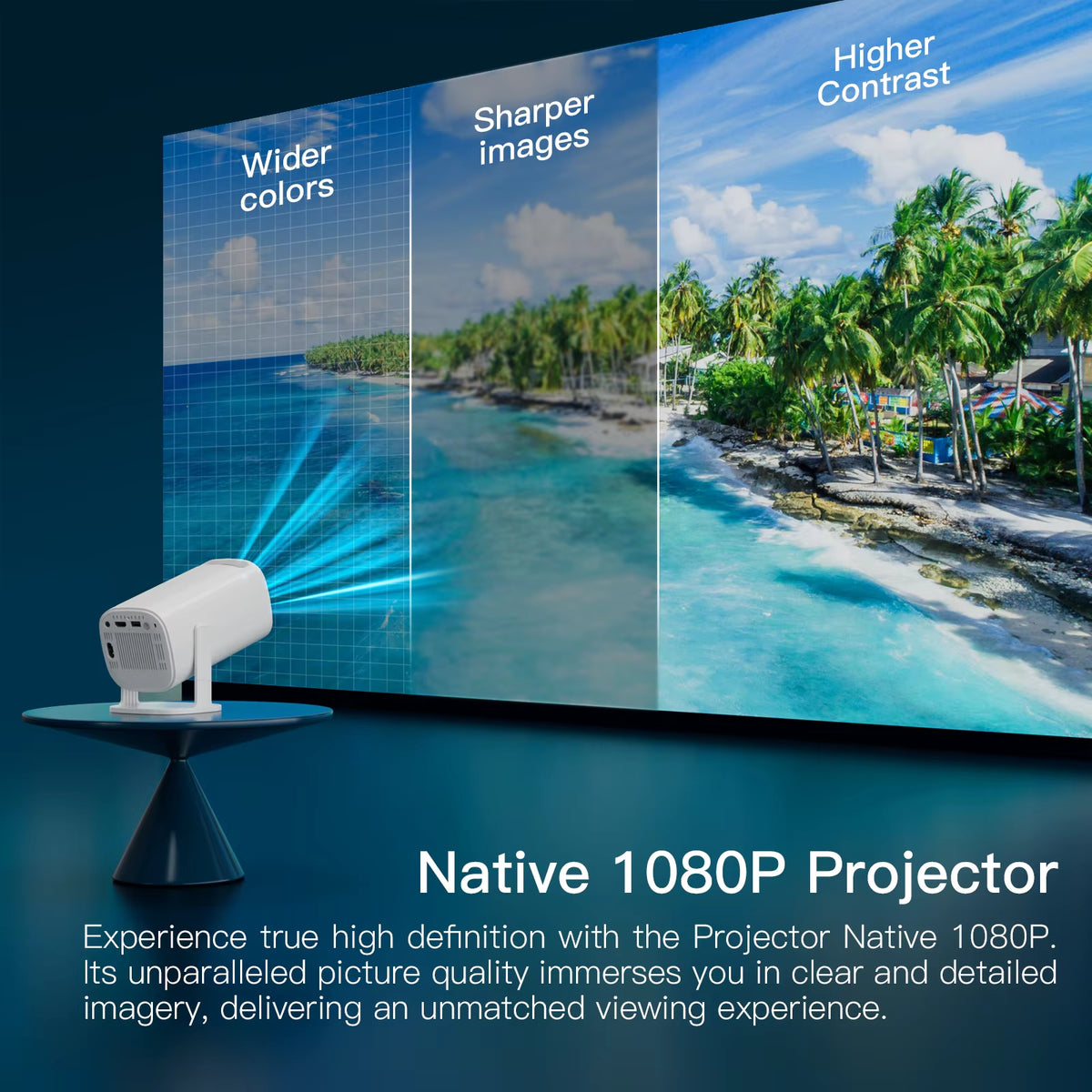 Smart Mini Portable Projector with Wi-Fi 6 and Bluetooth for Home Theater and Outdoor Use