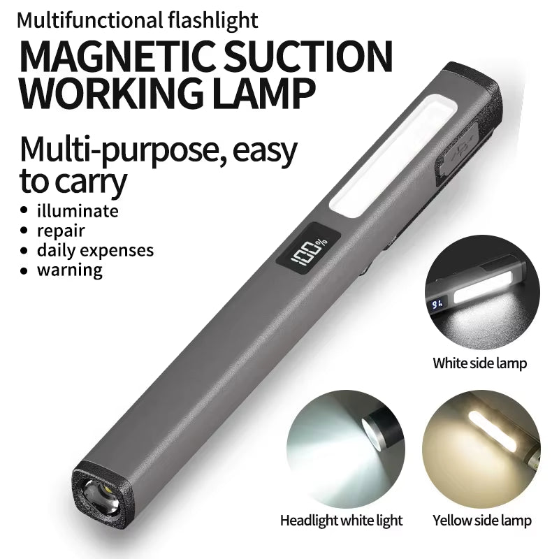 Compact and Versatile Rechargeable LED Pen Light Flashlight - Perfect for Camping, Work, and Outdoor Repairs
