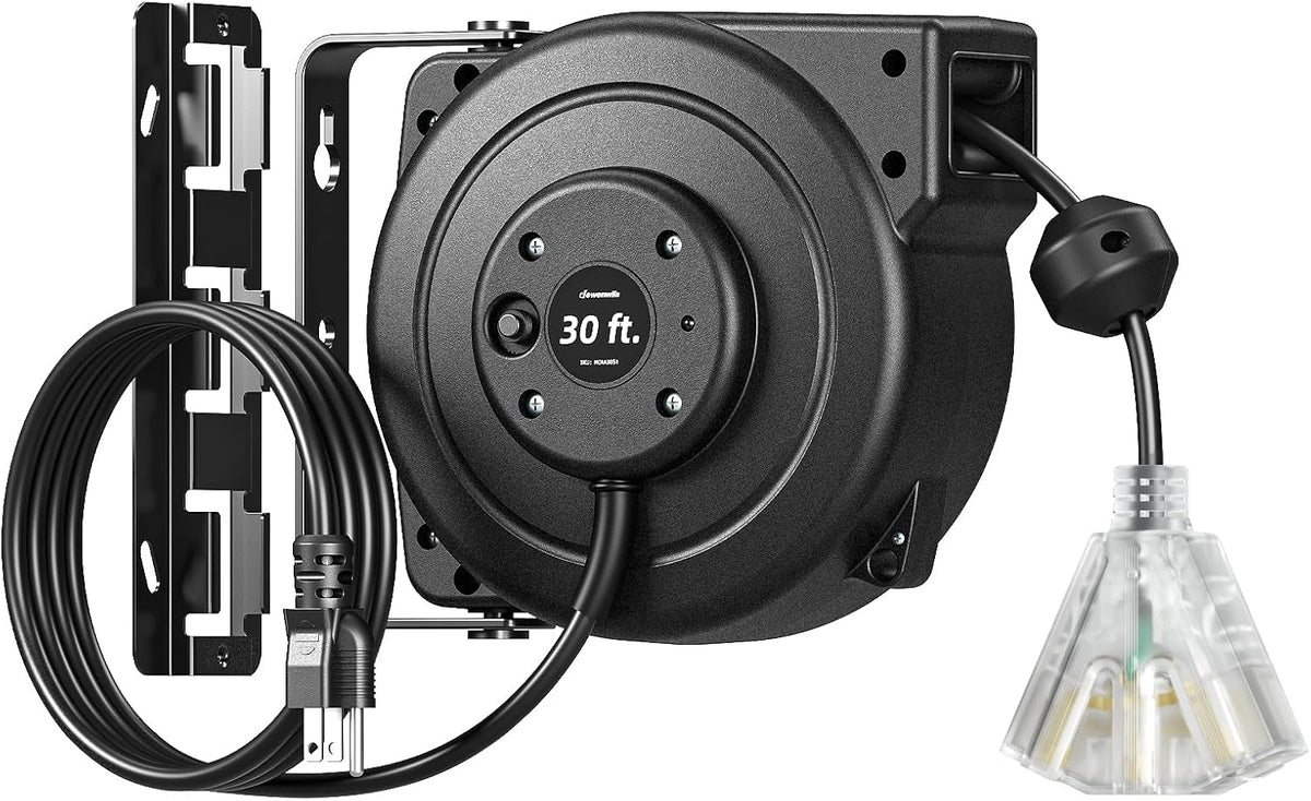 30FT Retractable Extension Cord Reel,16/3C SJTOW Cord Reel