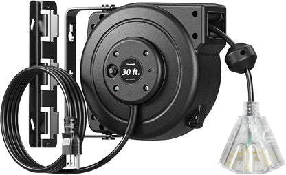 30FT Retractable Extension Cord Reel,16/3C SJTOW Cord Reel